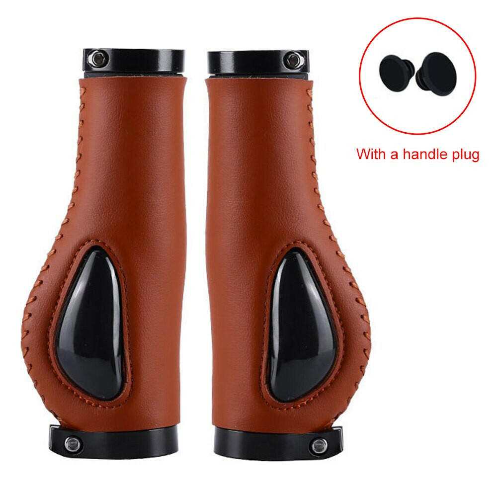 Mountain Bike Handlebar Grips Non-slip MTB Handle Ergonomics Bilateral Lock Bicycle Grips Shockproof Leather Handle Bar Grips-WAYBIKER