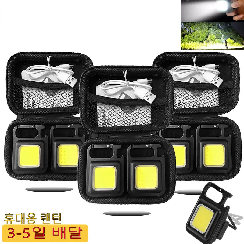 Mini LED Keychain Light Mutifuction Portable USB Rechargeable Pocket Work Light with Corkscrew Outdoor Camping Fishing Climbing-WAYBIKER