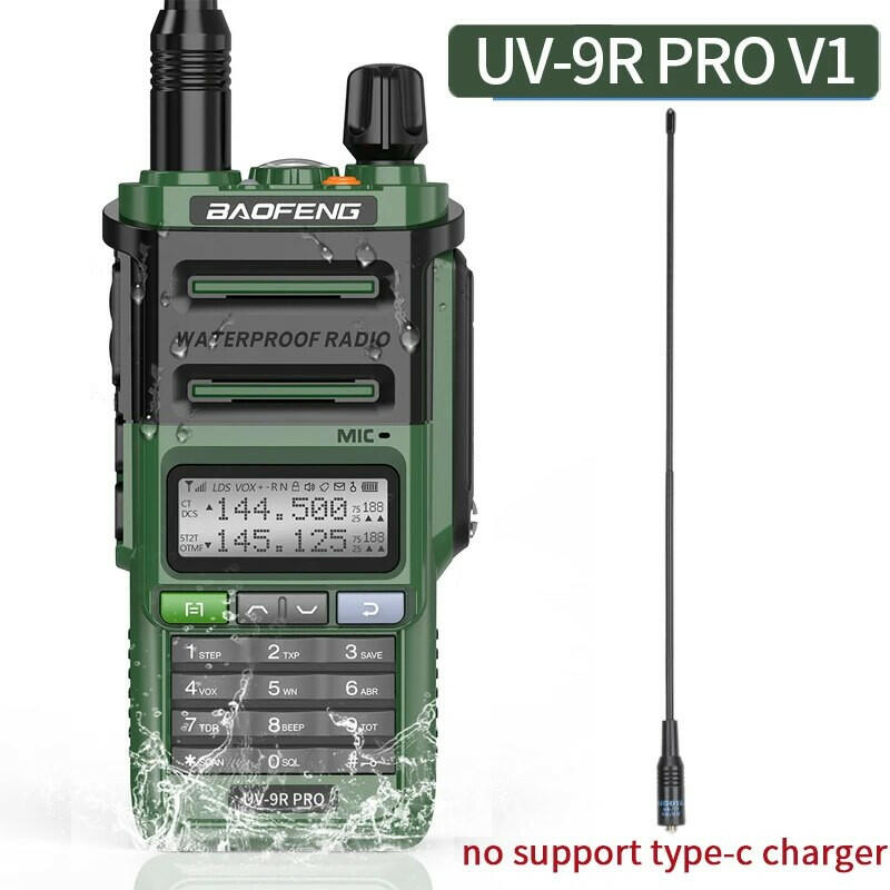 2023 Baofeng UV-9R Pro V1 V2 Waterproof IP68 16KM Walkie Talkie Type-C Charger UHF VHF Long Range UV-5R Upgrade Ham CB Radio-WAYBIKER