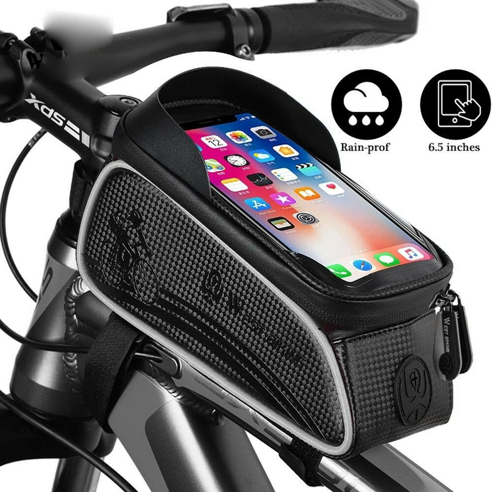 Bicycle Bag Cycling Top Front Tube Frame Bag Waterproof 6.5 inches Phone Case Storage Touch Screen MTB Road Bike Bag-WAYBIKER