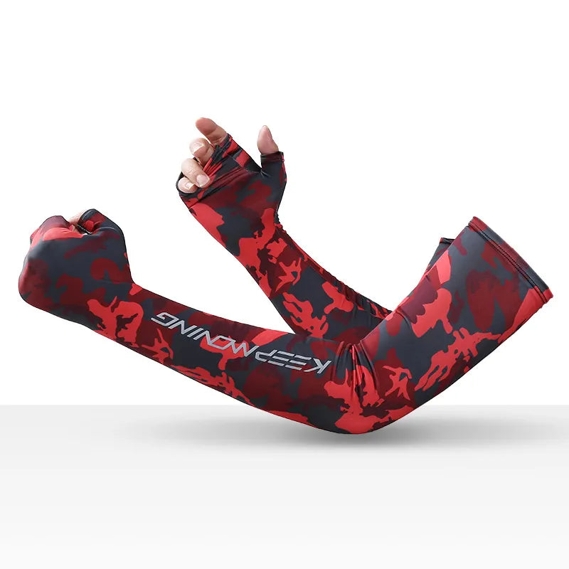 Spring Summer Cycling Gloves Sleeves Cuff for Men Sports Outdoor Camouflage Cool Glove Women Arm Sleeves Sun Protection Ice Silk-WAYBIKER