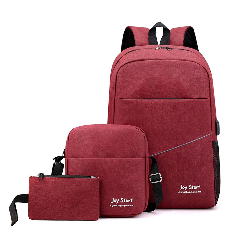 Men Women 3pcs Backpack Set Laptop Backpack Shoulder Bag Small Pocket for Outdoor Camping Travel Work Fits Up to 15.6inches-WAYBIKER