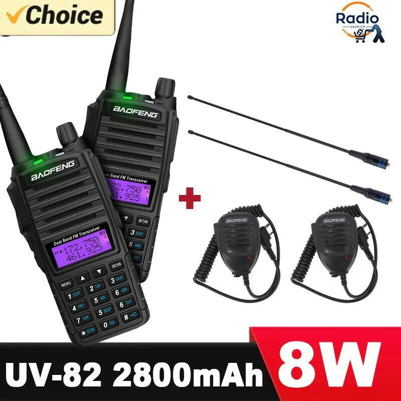 Baofeng Walkie Talkie 2 Way Ham radio comunicador UV 82 Dual PTT 8W 5W 10KM Dual Band UV-82 UHF VHF UV82 UV 5R 9R 13 UV16 Radios-WAYBIKER