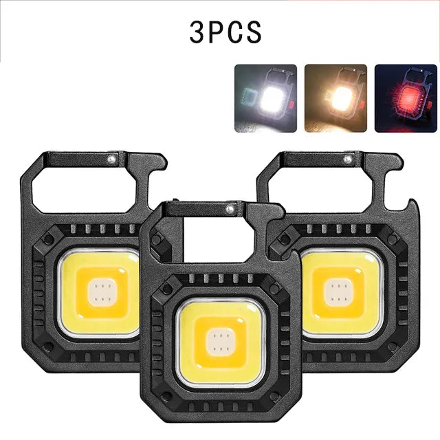 Multifunctional Mini Portable Keychain Flashlight Waterproof USB Rechargeable Emergency Work Light Outdoor Camping Torch-WAYBIKER