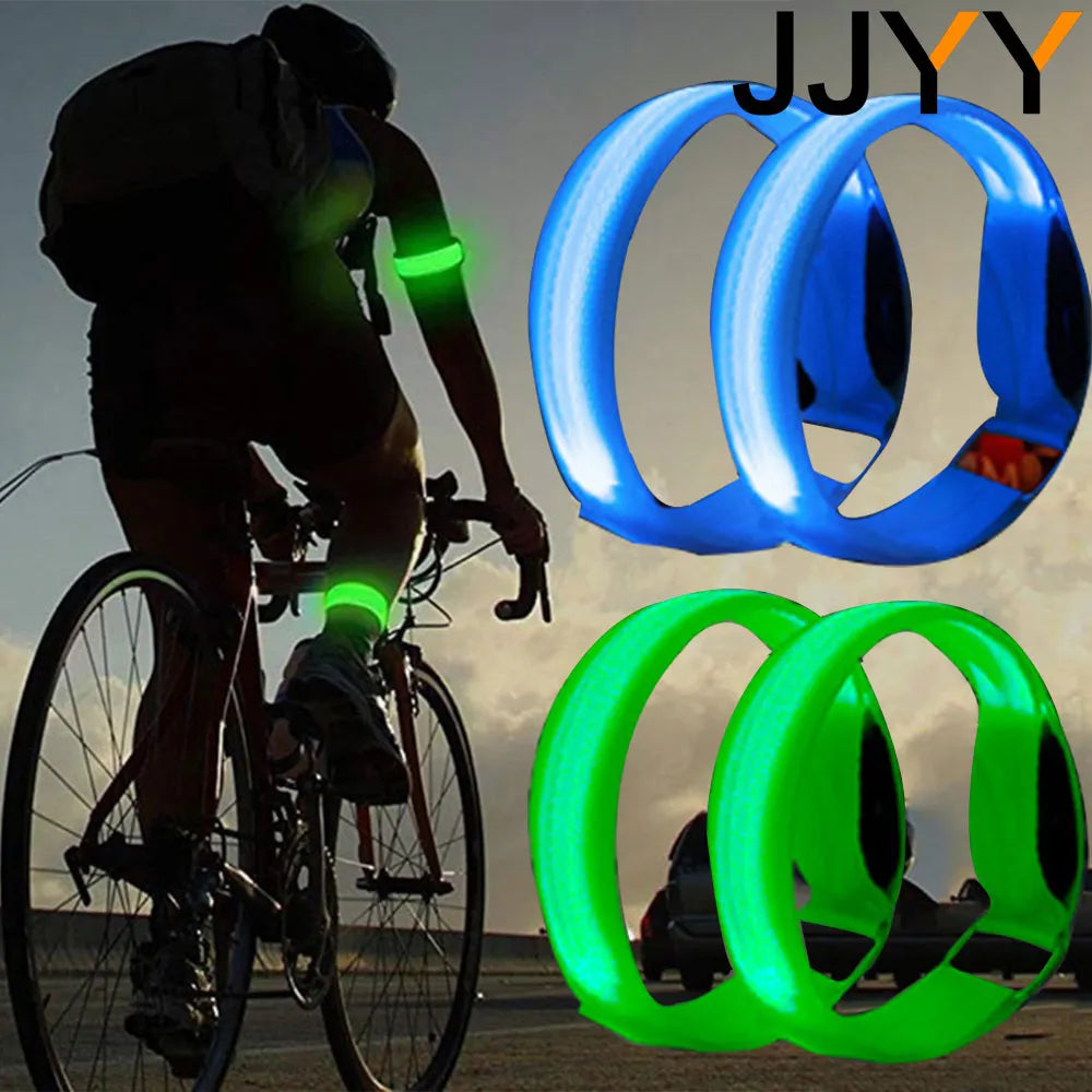 JJYY 1PC Outdoor Sports Night Running Armband LED Light USB Rechargeable Safety Belt Arm Leg Warning Wristband Cycling Bike Bicy