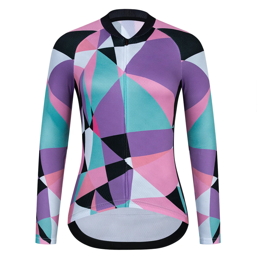 Cycling Jersey Women Bike Shirts Top Breathable Quick Dry Pink Summer Long Sleeve Sport Cycle Bicycle Clothing-WAYBIKER