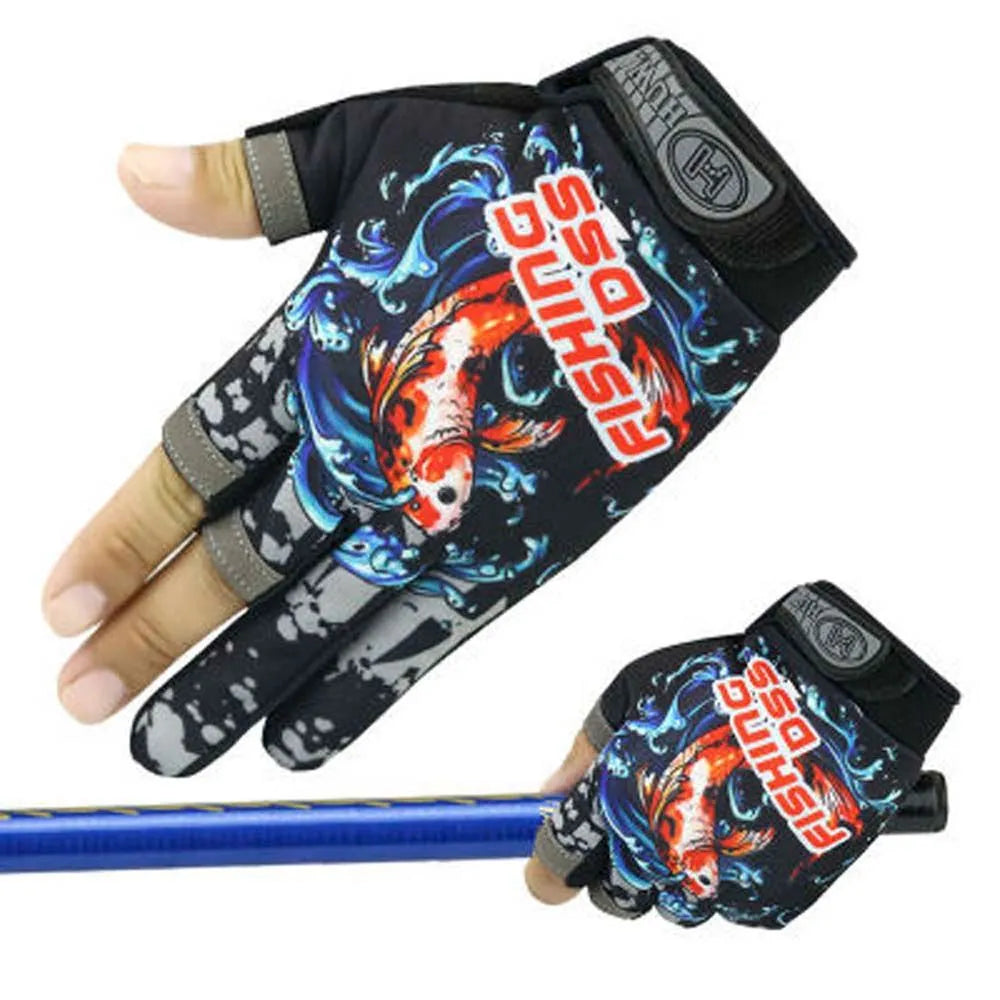 Fishing Gloves Outdoor Anti-slip 3 Fingers Cut Fishing Gloves Survival Camping Hiking Cycling Rescue Gloves Fishing Accessories-WAYBIKER