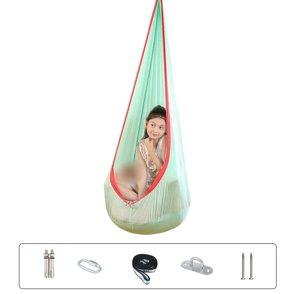 Hanging Pods Swing for Kids Hammock Chair Child Swing Hammock Chair with Inflatable Cushion for Indoor and Outdoor Use-WAYBIKER