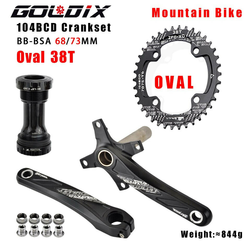 GOLDIX 104BCD Wide & Narrow Tooth Mountain Bike Parts Crankset 170/175mm Cranks Round/Oval Chainrings 32T/34T/36T/38T MTB-WAYBIKER