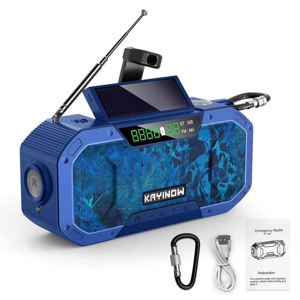 Emergency Sun Power Hand Crank Radio 5000mAh Power Bank Charger Flash Light Outdoor Camping Survival Radio-WAYBIKER