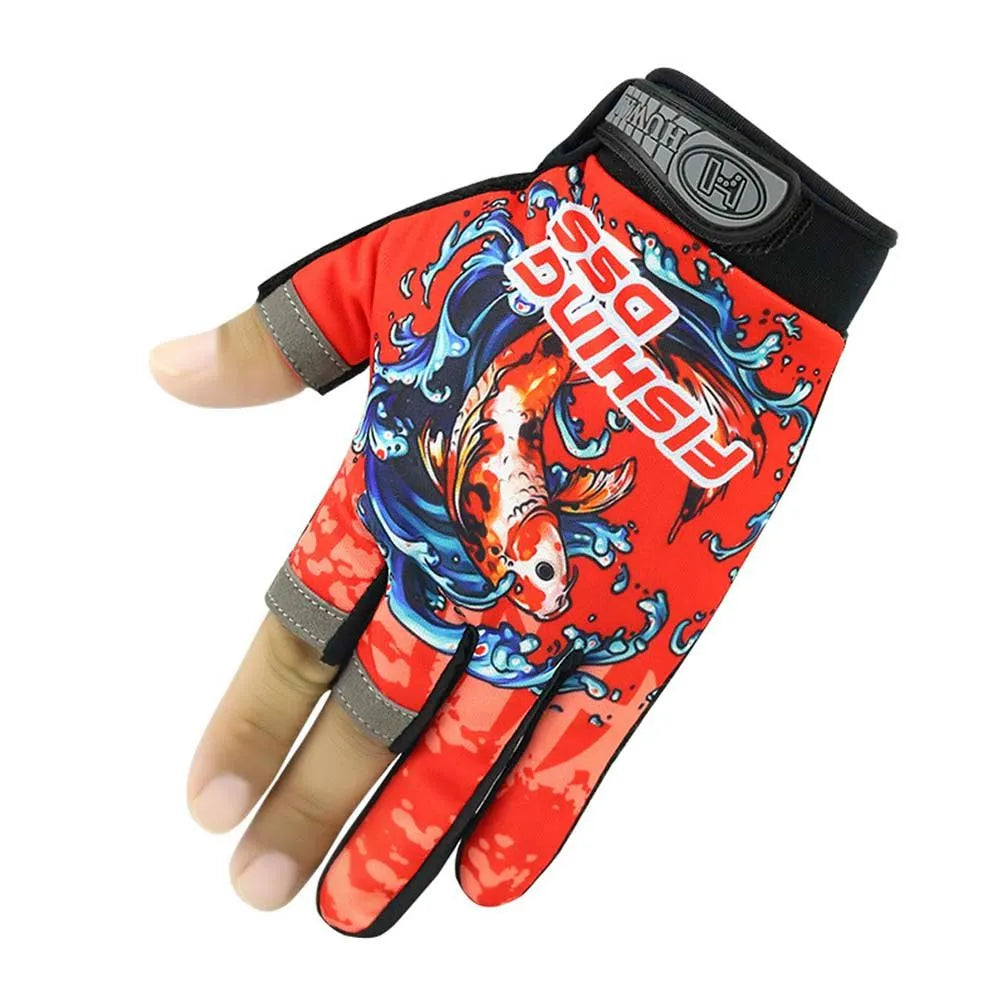 Fishing Gloves Outdoor Anti-slip 3 Fingers Cut Fishing Gloves Survival Camping Hiking Cycling Rescue Gloves Fishing Accessories-WAYBIKER