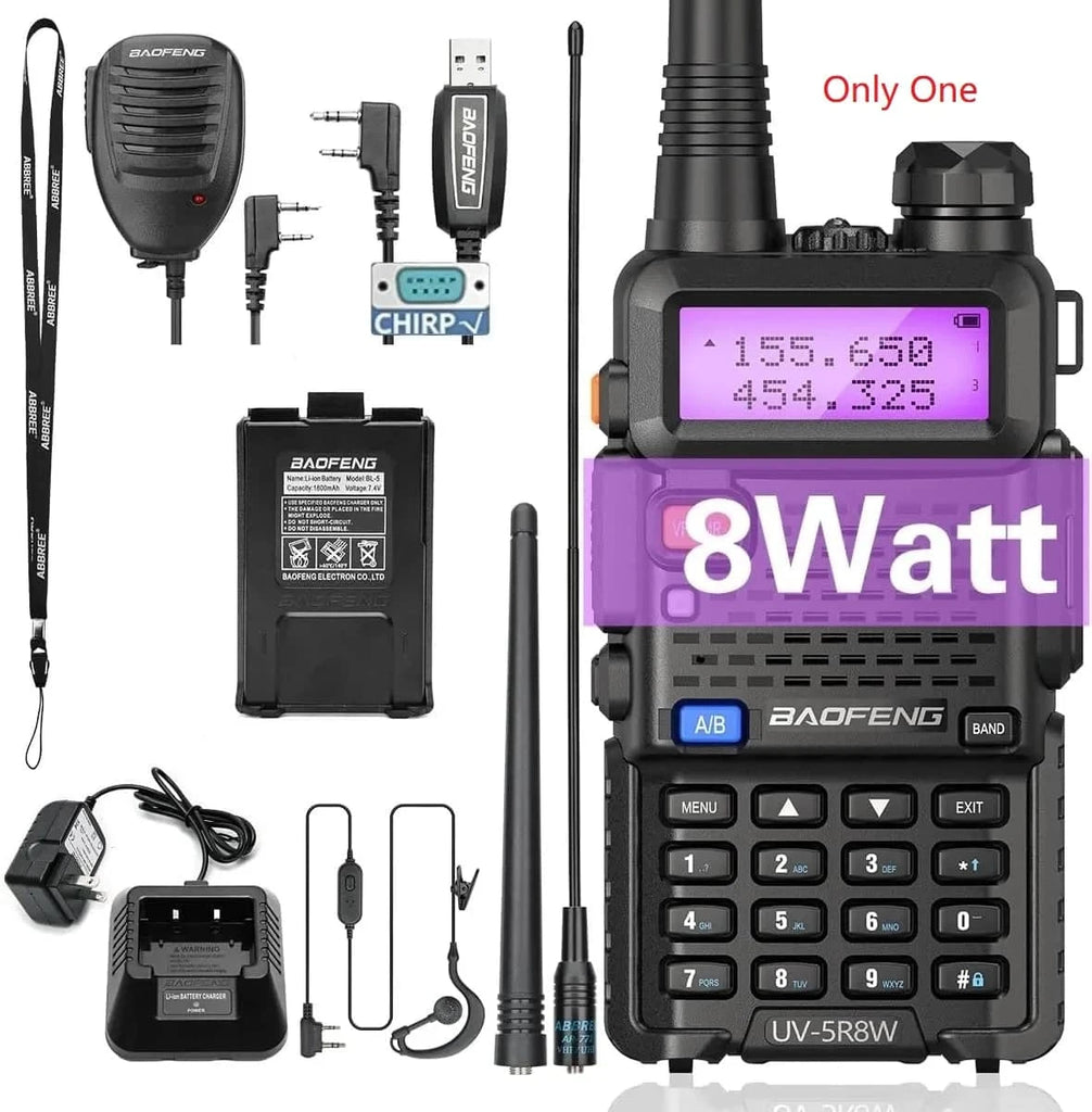 1/2PCS BaoFeng UV-5R 8W Tri-Power Walkie Talkie High Power Dual Band Long Range 128 CH Portable Handheld UV 5R Ham Two Way Radio-WAYBIKER