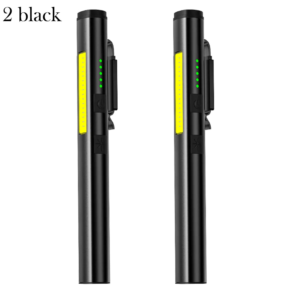 Magnetic LED Working Flashlight USB Recharge Emergency Torch Super Bright Outdoor Camping Lamp COB Pen Flashlamp Lantern-WAYBIKER