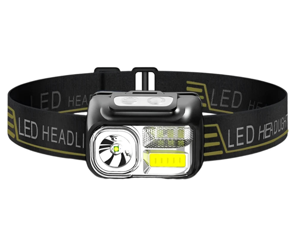 Sensing head lamp Induction Head light USB Rechargeable Headlamp + Built in Battery XPE COB White / Red LED Fishing Flashlight-WAYBIKER