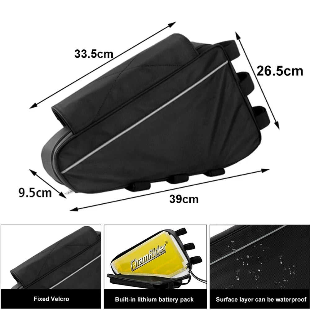 36V 48V 60V 72V E-BIKE Electric Bicycle Triangle Battery Bag Black Bicycle Frame Triangle Bags Max load 126 cells