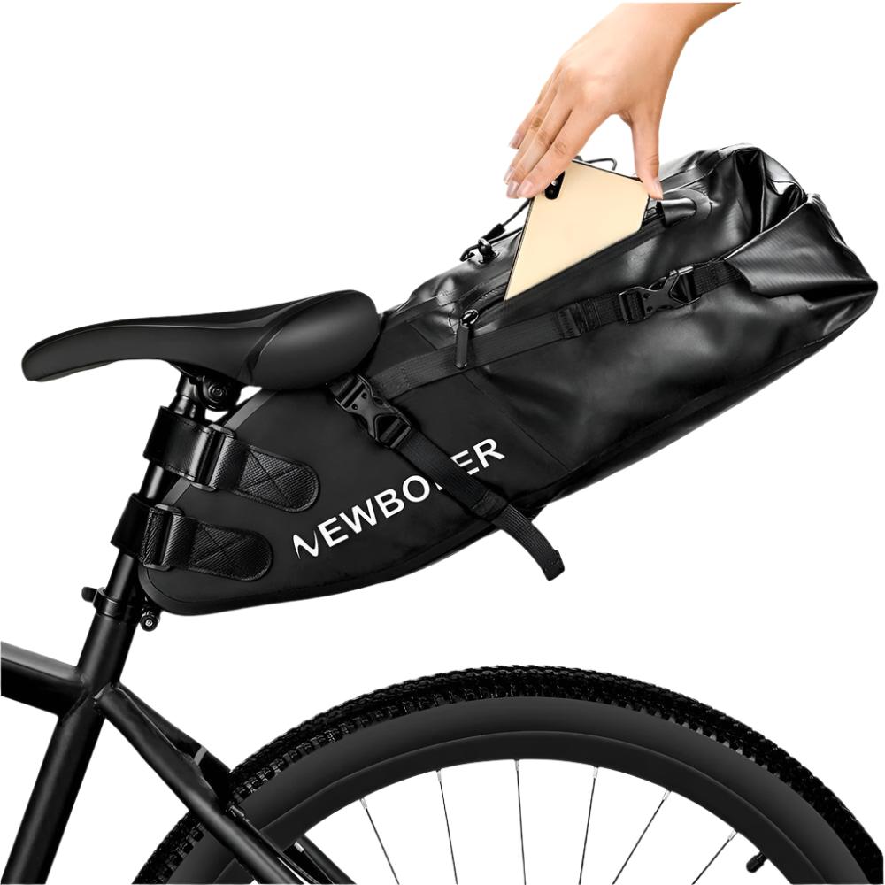 NEWBOLER Bike Waterproof Bicycle Saddle Bag Reflective Large Capacity Foldable Tail Rear Bag Cycling MTB Trunk Pannier Black-WAYBIKER