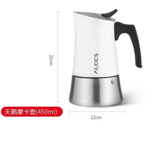 ALOCS KW-K31 Outdoor Camping Hand Made Mocha Pot  Stainless Steel Italian Coffee Maker Camp Cooking Set Espresso Extractor Pot-WAYBIKER