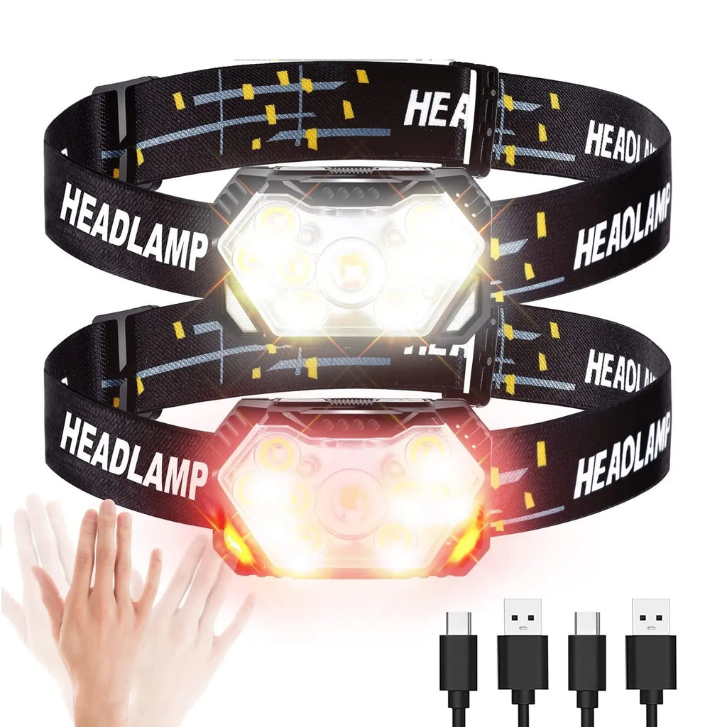 9 Led Strong Light Headlamp USB Rechageable Motion Sensor Headlight Portable Fishing Camping Outdoor Head Lamp Work Flashlight-WAYBIKER