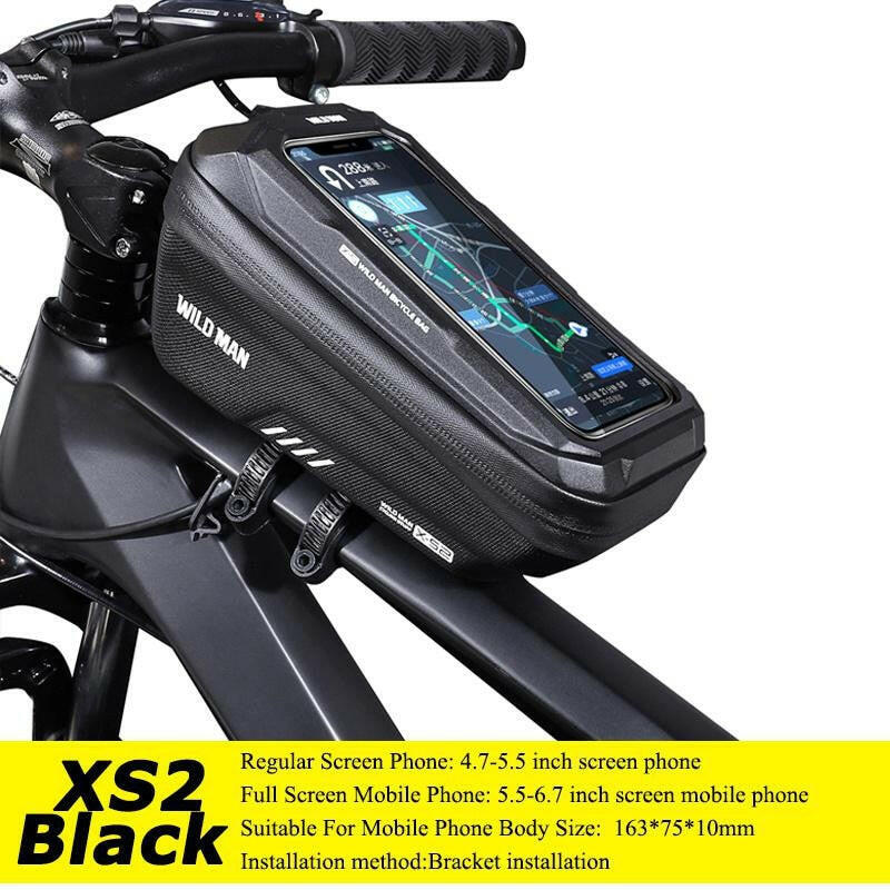 WILD MAN Mountain Bike Bag Front Handlerbar Bag Rainproof 6.8inch Mobile Phone Case Bicycle Top Tube Bag Cycling Accessories-WAYBIKER