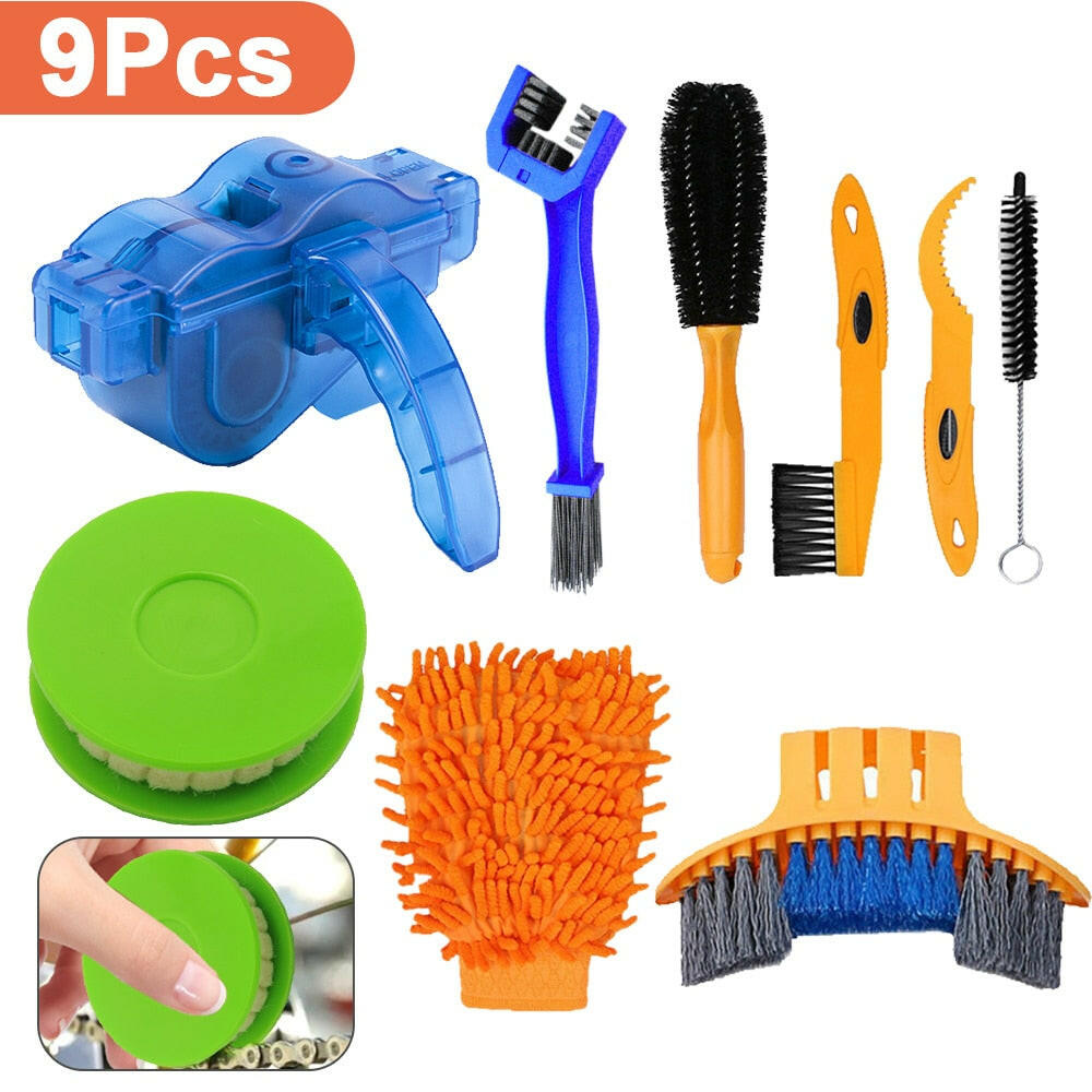 Chain Cleaner Cleaning Bicycle Chain Brush Wash Tool Set MTB Road Bike Protection Oil Chain Gear Grunge Brush for Mountain Bike