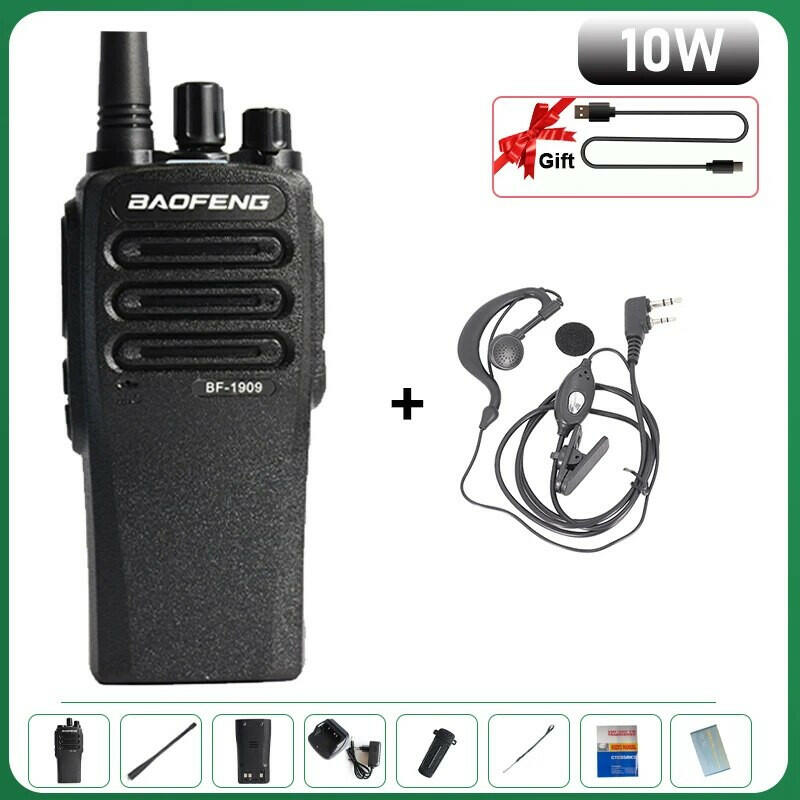 BF-1909 BaoFeng Walkie Talkie 10W Type-C Charging 3800mAh UHF 400-470MHz FM High Power Long Rang BF-888S Upgraded Version Radio-WAYBIKER