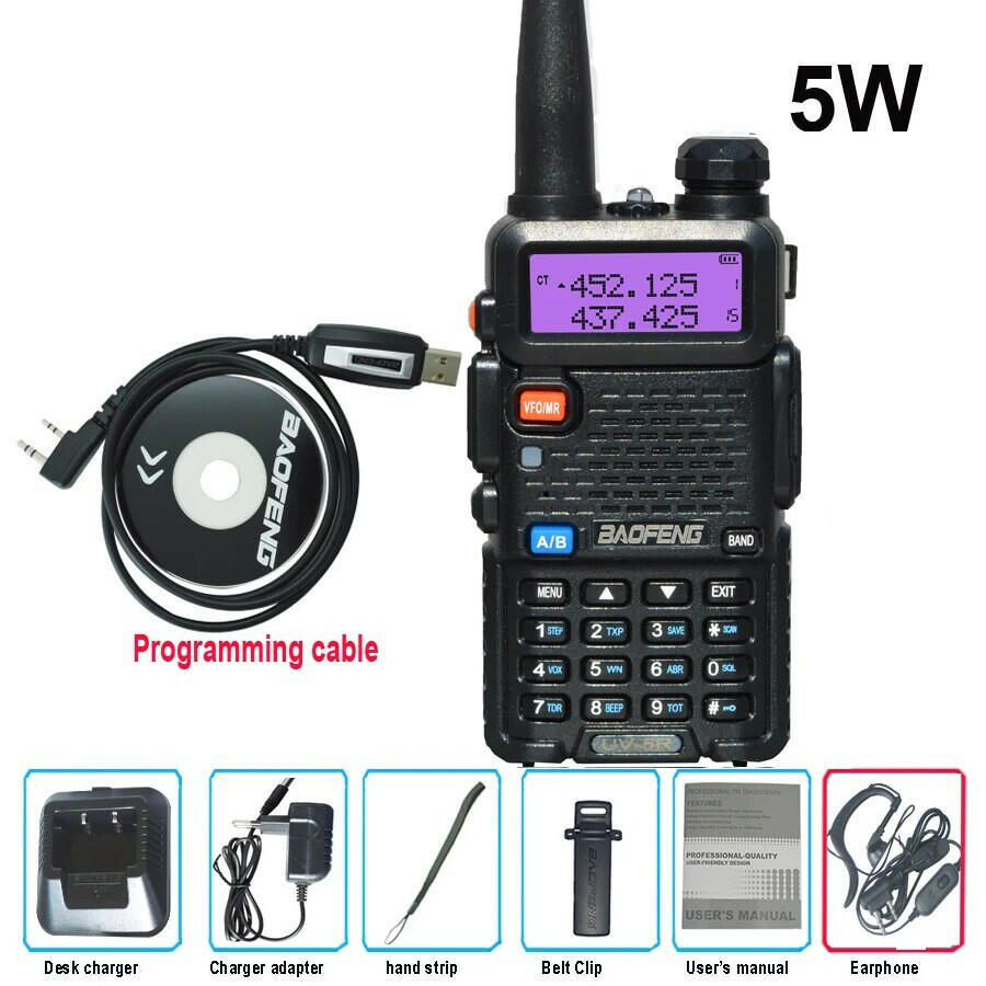Original Baofeng UV-5R FM Walkie Talkie 5W Portable Ham Amateur CB Radio Dual Band VHF/UHF Transceiver Two Way Radios Hunting-WAYBIKER