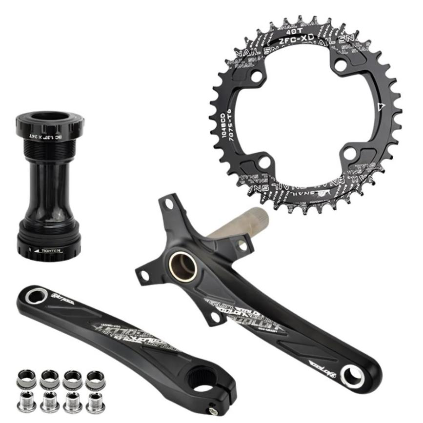 GOLDIX Bicycle Crank Chainring 104BCD MTB Bike Crank Aluminum Alloy with Bottom 170mm Crank Black 32T 34T 36T 38T Plate-WAYBIKER