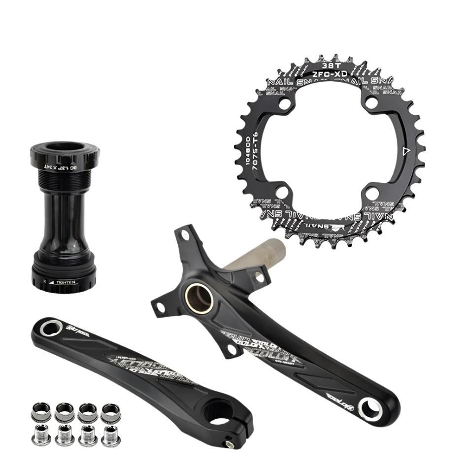 GOLDIX 104BCD Wide & Narrow Tooth Mountain Bike Parts Crankset 170/175mm Cranks Round/Oval Chainrings 32T/34T/36T/38T MTB