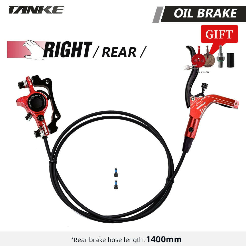 TANKE MTB Bike Hydraulic Disc Brake Set 160mm Rotors Oil Calliper Plate Front Rear Mountain Bicycle Clamp 22.2mm Handle A Pillar-WAYBIKER