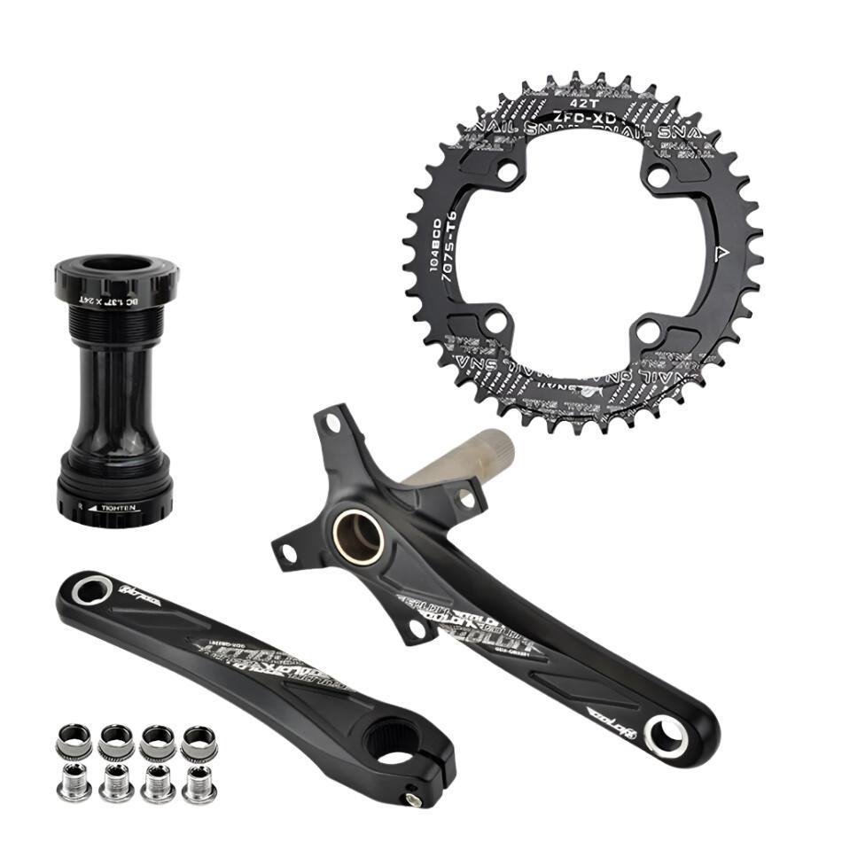 GOLDIX Bicycle Crank Chainring 104BCD MTB Bike Crank Aluminum Alloy with Bottom 170mm Crank Black 32T 34T 36T 38T Plate-WAYBIKER