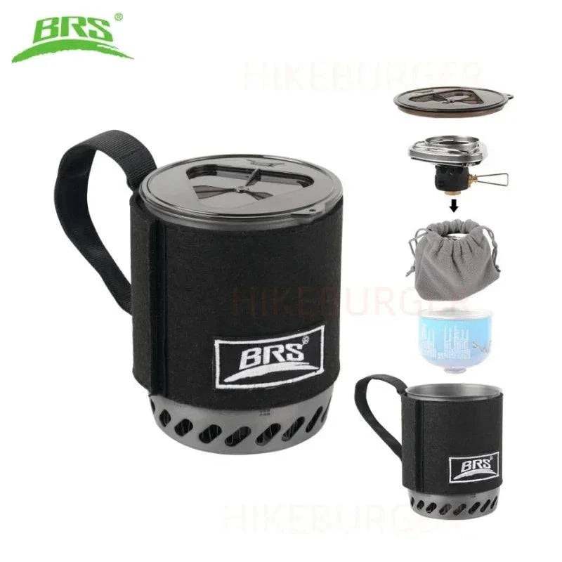 BRS 61 Outdoor Camping Integrated Heat Collecting Pot Burner Ultralight Portable Hiking Furnace Cooking Backpacking Stove System-WAYBIKER