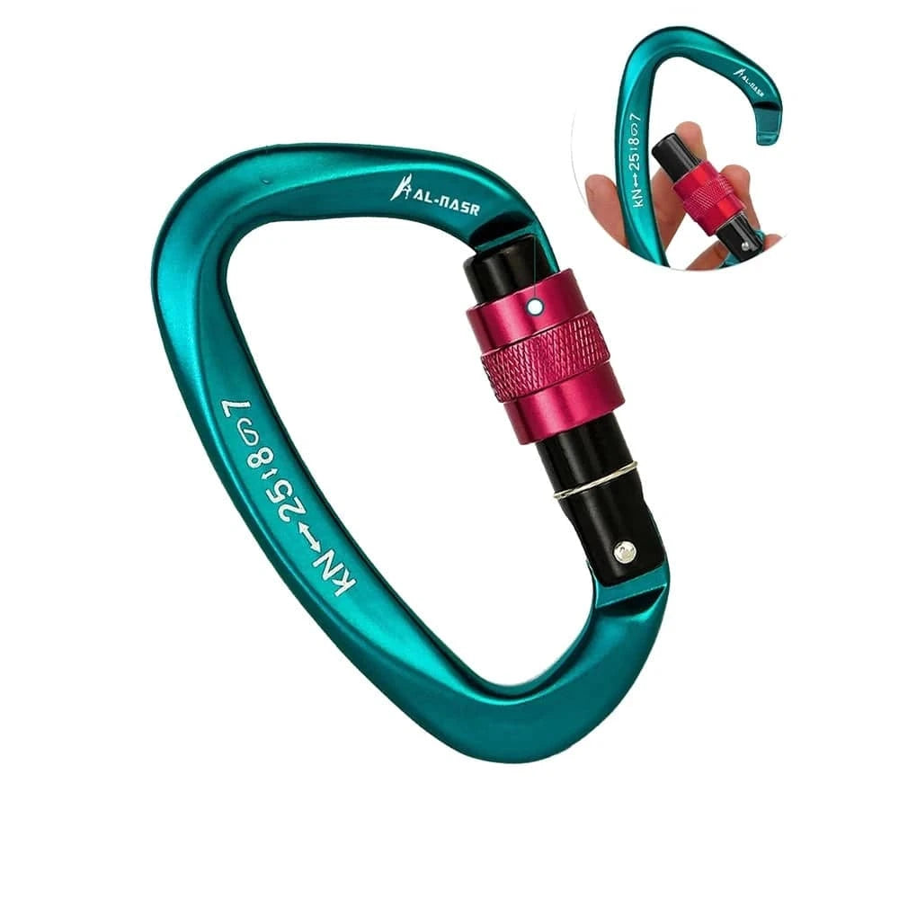 25KN Professional Climbing Carabiner Screw Locking Gate Carabiner Heavy Duty D-shape Buckle D-ring Carabiner for Climbing-WAYBIKER