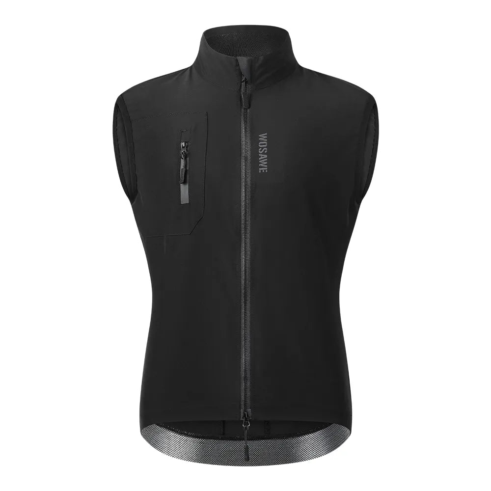 WOSAWE Ultralight Windproof Cycling Vest Men's Wind Coat Bike Gilet Stretch fabric Sleeveless Jacket With Zipper Pocket-WAYBIKER