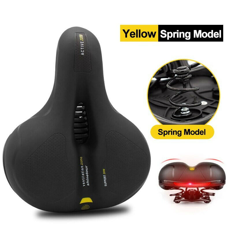 Hollow Breathable Bicycle Saddle Men Women MTB Road Bike Saddle Shock Absorbing Comfortable Big Butt Bike Seat Safety Warning-WAYBIKER