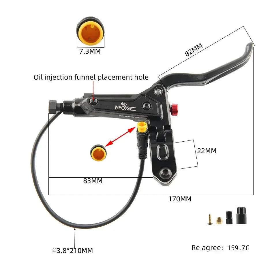 NFOX 2A New GT267 Oil Disc Power Off Brake Handle 3-pin Suitable for Electric Skateboarding Bicycle 2-pin Handle Rod Accessories