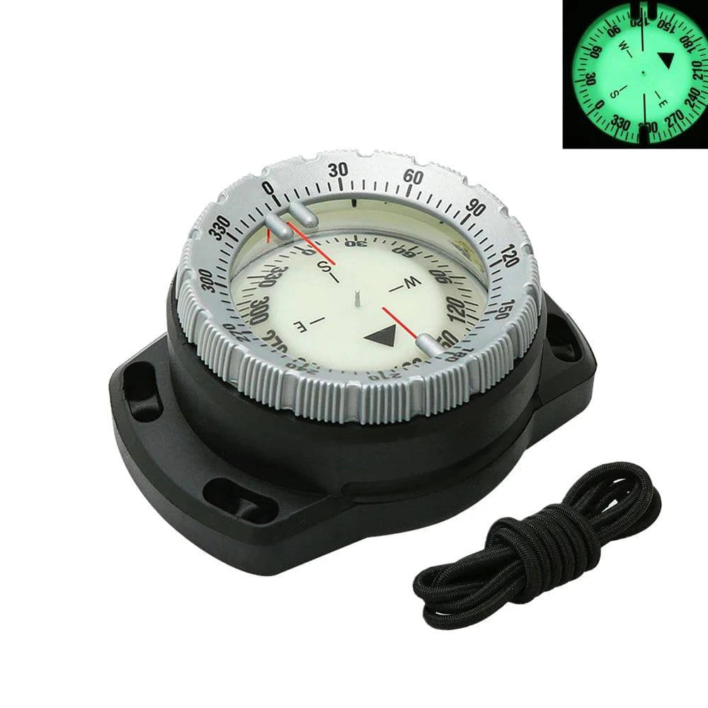 50M Underwater Diving Compass Luminous Dive Wrist Compass Waterproof Navigation Tool with Elastic Rope for Outdoor Camping-WAYBIKER