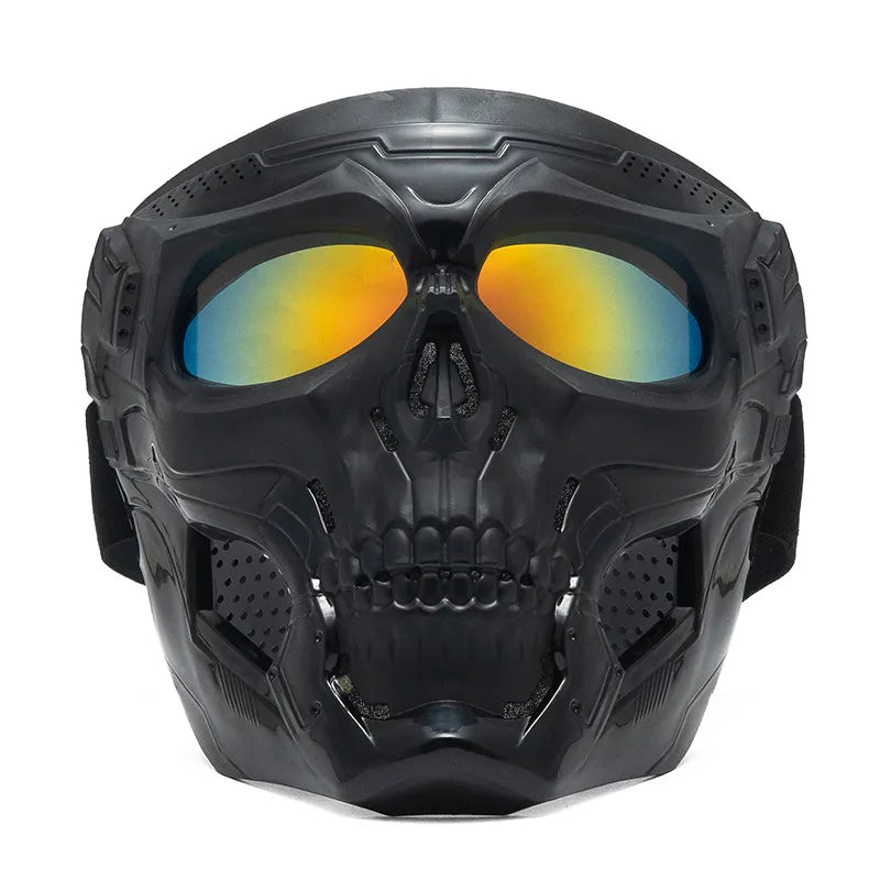 Cycling Colored Goggle Motorcycle Skull Skeleton Mask Windproof Full Face Mask Paintball Game Tactical Protection Helmet Mask