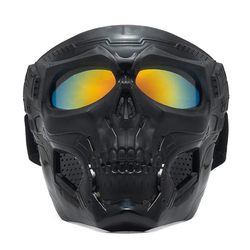 Cycling Colored Goggle Motorcycle Skull Skeleton Mask Windproof Full Face Mask Paintball Game Tactical Protection Helmet Mask-WAYBIKER