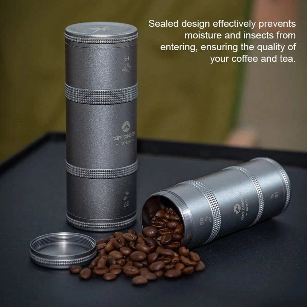 Coffee Can Outdoor Camping Aluminum Alloy Coffee Bean Tea-leaves Storage Bottle Seal-ed Layered Storage Jar for Coffee and Tea-WAYBIKER
