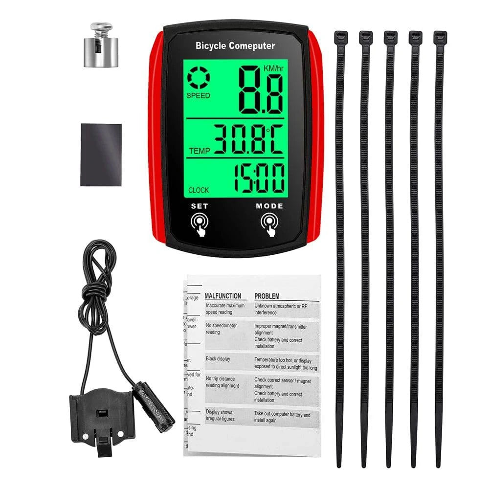 Wired Bike Computer LED Digital Bicycle Speedometer Odometer Touchscreen Waterproof with Backlight for Mountain Road Bike-WAYBIKER