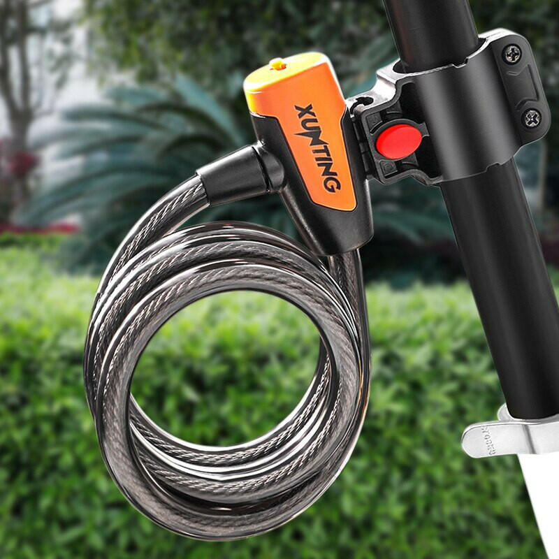 Mountain Bike Cable Lock Key Electric Password Fixed Secure Anti Theft with Mounting Bracket Scooter Bicycle Lock