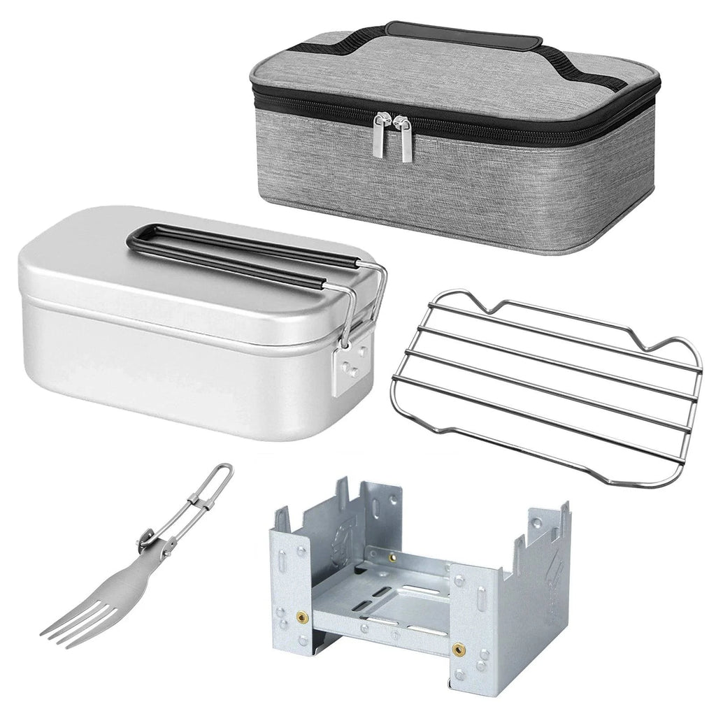 Camping Cookware 800ml Lunch Box Mini Folding Stove Steaming Rack Combo Set Tourist Tableware 2022 New-WAYBIKER