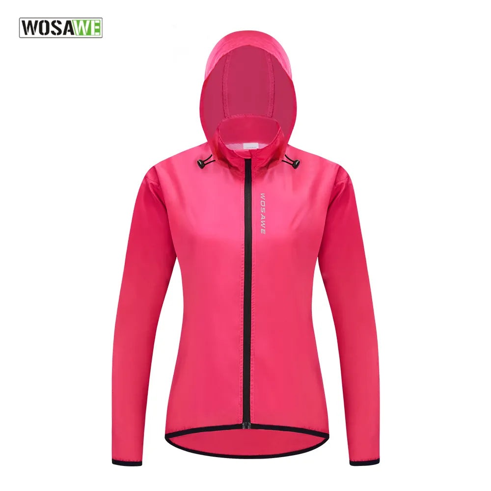 WOSAWE Women's Cycling Jacket Hooded Bike Wind Coat Water Repellent Bicycle Windbreaker Reflective Running Riding Hiking Vest-WAYBIKER