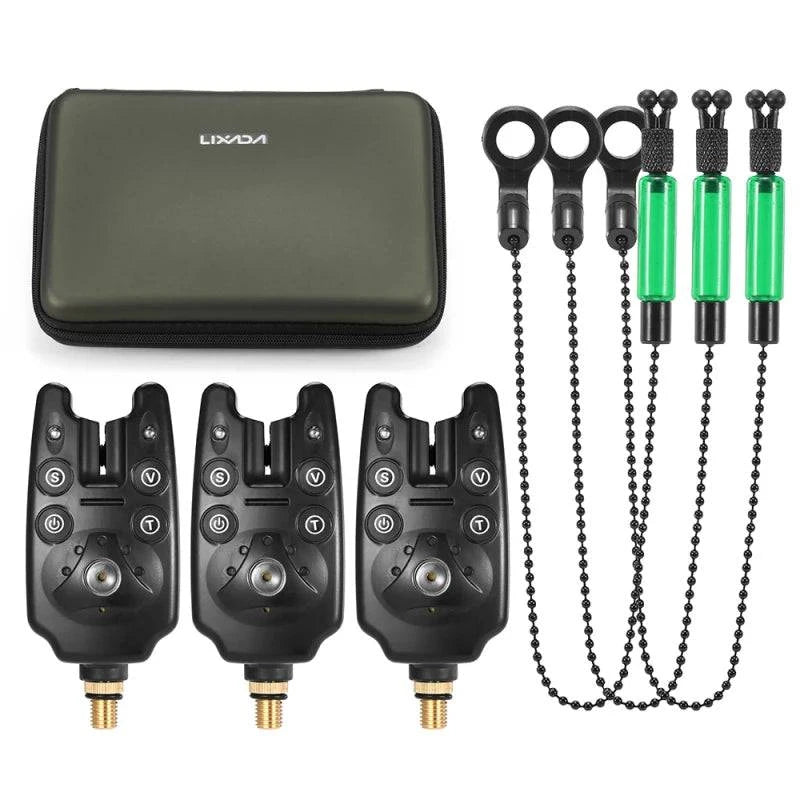 Lixada Fishing Bite Alarms Chain Alert Fishing Swinger Set Digital Fishing Alarm Kit Indicator Fishing Tackle with Zippered Box-WAYBIKER