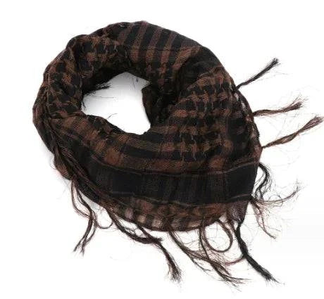 Arab Square Scarf Muslim Shawl Plaid Stripe Printed Outdoor Scarf Wind and Sand Neck Cover-WAYBIKER