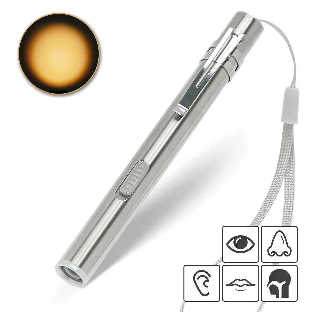 Portable Professional Medical LED Flashlight USB Rechargeable Energy-saving Mini Flashlight Pen Light for Dentist Camping Hiking-WAYBIKER