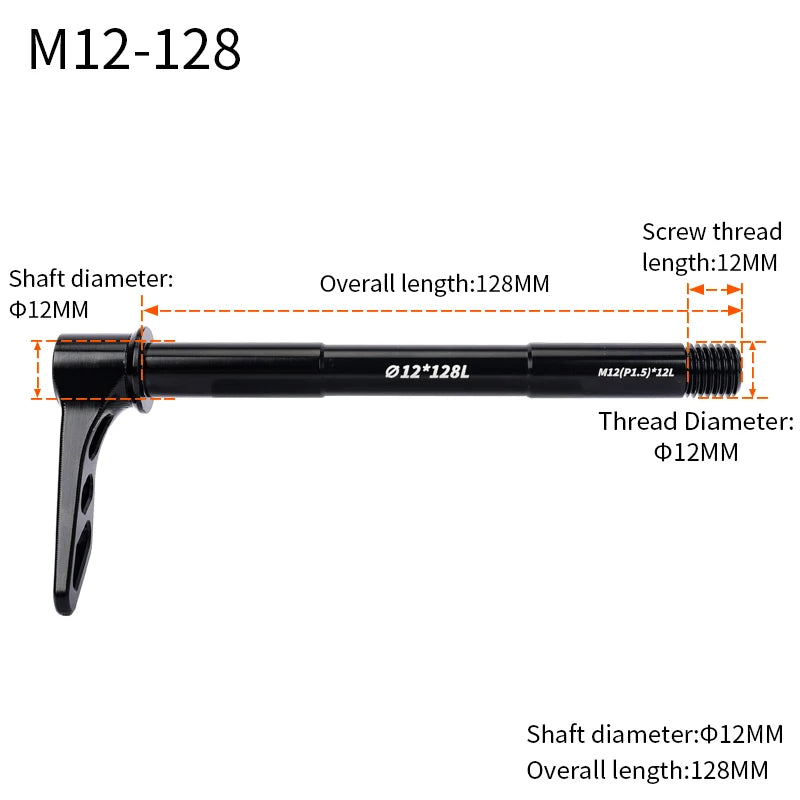 Lebycle MTB Quick release Thru Axle Road Bike Screw Shaft DT Structure Skewers 12mm Wheel Axis Hub Rear M12 M15 x 148-WAYBIKER