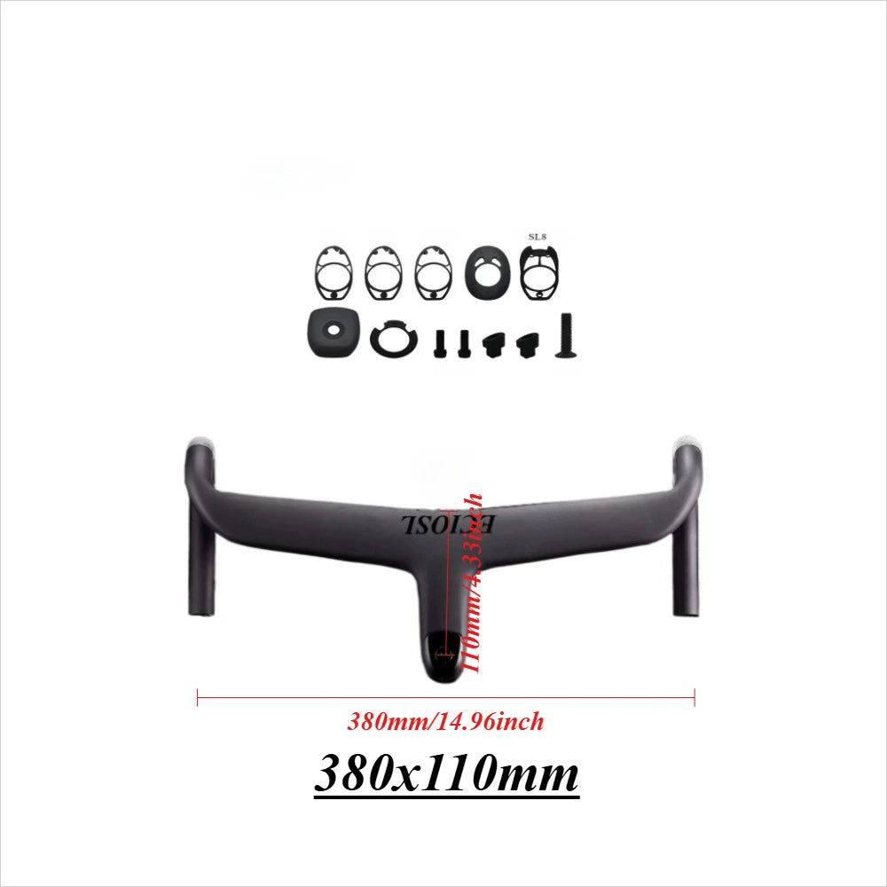 ECIOSL Carbo handlebar carbon stem roval Internal Cable Routing Road Bicycle Handlebar Cockpit Di2 color changing laser
