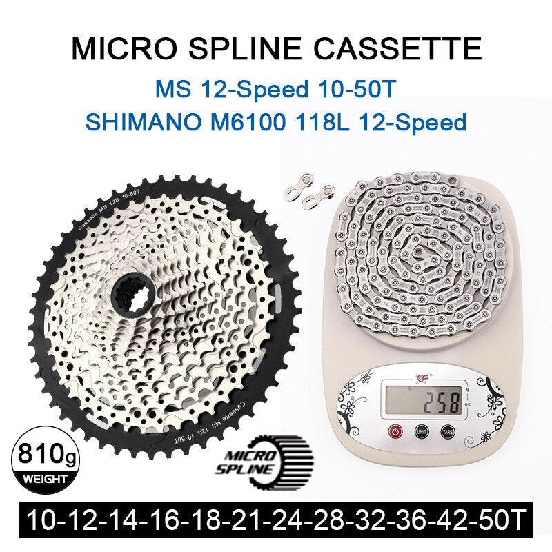 MTB 12s Micro Spline Cassette 12 Speed  Bike Freewheel 10-50T/52T for Microspline Freehub,M9100 M8100 M7100-WAYBIKER