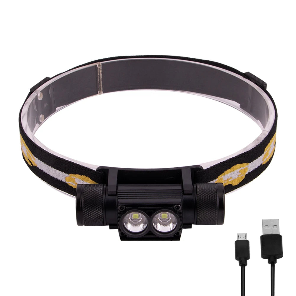 3800LM XM-L2 LED Headlamp USB Rechargeable Flashlight Power by 18650 Battery Headlight Torch Camping Light Waterproof Work Lamp-WAYBIKER